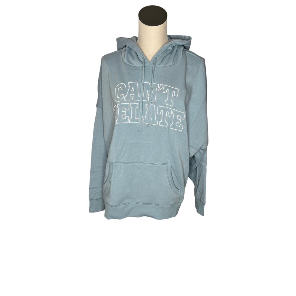 Torrid "Can't Relate" relaxed cozy fleece Hi-Lo Hoodie in dusty blue Size 2(2X)